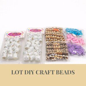 Craft Bead Lot Hair Beads Wooden Beads Jewelry Making Supplies Bundle